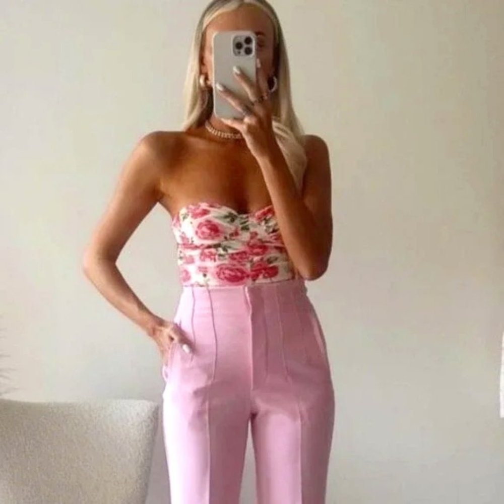 NWT Zara Draped Floral Bodysuit size XS